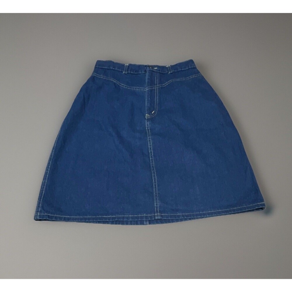 90’s Vintage CHIC Blue Denim A-Line Skirt Button Short High Rise Size 13